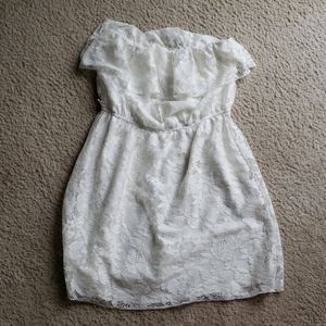 White strapless mini dress